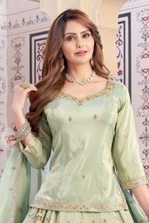 Picture of  Astounding Pista Green Designer Wedding Lehenga Choli for Engagement, Wedding, and Reception