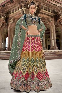 Picture of Captivating Multi Designer Bridal Lehenga Choli for Engagement and Reception