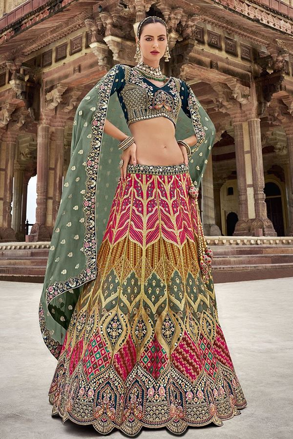 Picture of Captivating Multi Designer Bridal Lehenga Choli for Engagement and Reception