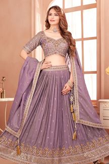 Picture of  Smashing Lavender Designer Indo-Western Lehenga Choli for Engagement, Wedding, Pre-Wedding Shoot, and Reception