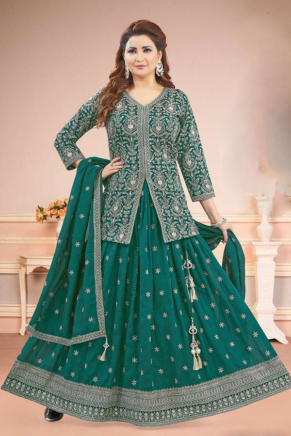 Picture of  Breathtaking Green Designer Wedding Lehenga Choli for Mehendi, Wedding and Reception