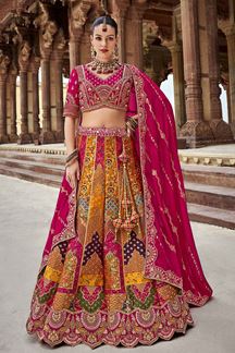 Picture of Outstanding Multi Designer Bridal Lehenga Choli for Wedding and Reception