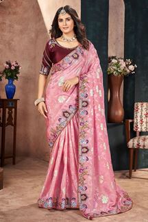 Picture of Delightful Silk Designer Saree for Wedding and Reception