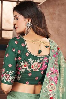 Picture of Marvelous Silk Designer Saree for Mehendi, Engagement, Wedding, and Reception