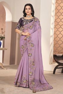 Picture of Glamorous Silk Designer Saree for Engagement, Reception, and Sangeet