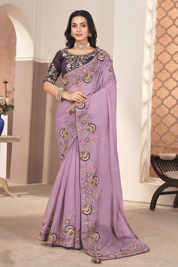 Picture of Glamorous Silk Designer Saree for Engagement, Reception, and Sangeet
