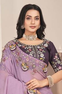 Picture of Glamorous Silk Designer Saree for Engagement, Reception, and Sangeet
