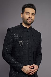 Picture of  Exuberant Black Designer Jodhpuri Suit for Party, Engagement, and Reception
