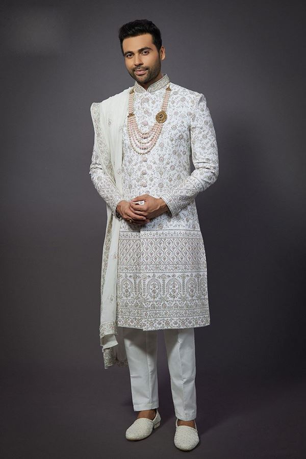 Picture of  Charming Off-White Designer Sherwani for Wedding and Reception