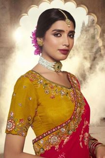 Picture of Pretty Silk Designer Saree for Haldi, Wedding, Reception, and Festivals