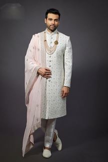 Picture of  Exquisite Off-White Designer Sherwani for Wedding and Reception