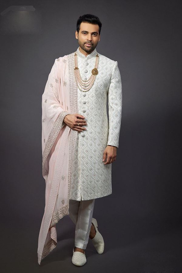 Picture of  Exquisite Off-White Designer Sherwani for Wedding and Reception