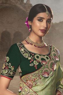 Picture of Royal Silk Designer Saree for Mehendi, Engagement, Wedding, Reception, and Festivals