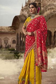 Picture of Aesthetic Silk Designer Saree for Haldi, Wedding, Reception, and Festivals