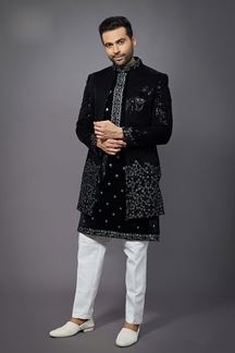 Picture of  Appealing Black Designer Jodhpuri Suit for Party and Sangeet