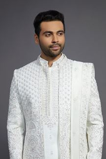 Picture of  Majestic Off-White Designer Sherwani for Wedding and Reception