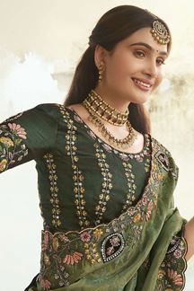 Picture of Breathtaking Silk Designer Saree for Mehendi, Wedding and Reception