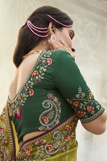 Picture of Charismatic Silk Designer Saree for Mehendi, Wedding, Sangeet, and Reception