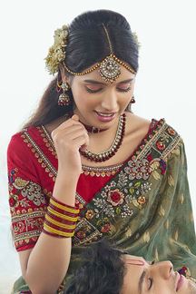 Picture of Spectacular Silk Designer Saree for Mehendi, Wedding, Engagement, and Reception