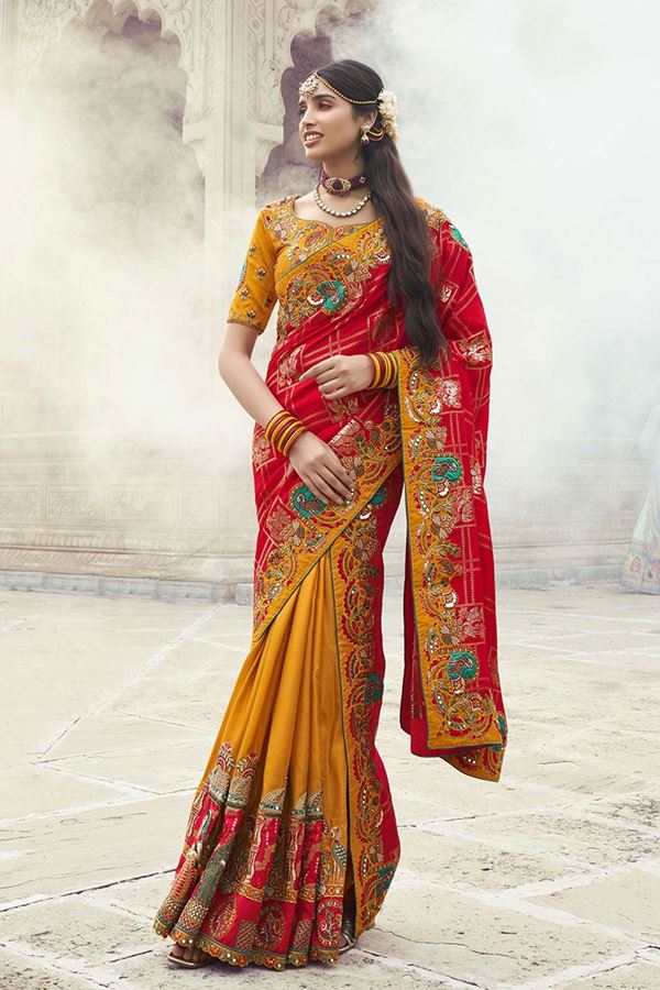 Picture of Outstanding Silk Designer Saree for Wedding and Reception