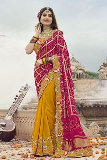 Picture of Creative Silk Designer Saree for Haldi, Wedding and Reception