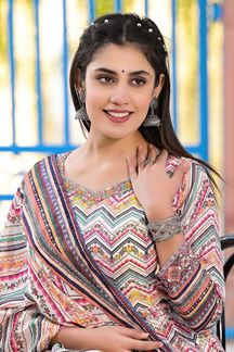 Picture of Gorgeous Off White and Multi Designer Anarkali Suits for Party and Festival