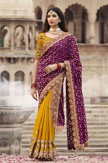 Picture of Bollywood Silk Designer Saree for Wedding and Reception