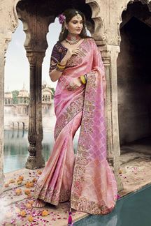 Picture of Dazzling Silk Designer Saree for Engagement and Reception
