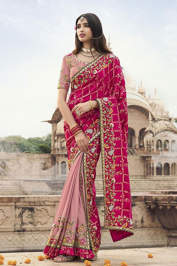 Picture of Striking Silk Designer Saree for Wedding and Reception