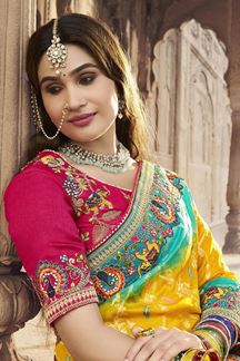 Picture of Flamboyant Silk Designer Saree for Haldi, Wedding and Reception