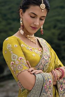 Picture of  Royal Dola Silk Designer Saree for Haldi, Wedding, Reception, and Festivals