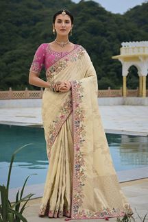 Picture of  Breathtaking Dola Silk Designer Saree for Engagement, Reception, and Party