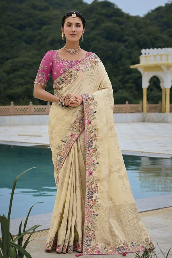 Picture of  Breathtaking Dola Silk Designer Saree for Engagement, Reception, and Party