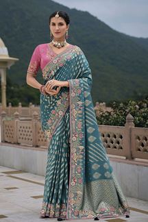 Picture of  Delightful Dola Silk Designer Saree for Wedding, Engagement, Reception, and Party