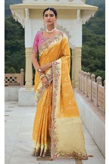 Picture of  Lovely Dola Silk Designer Saree for Wedding, Reception, and Party
