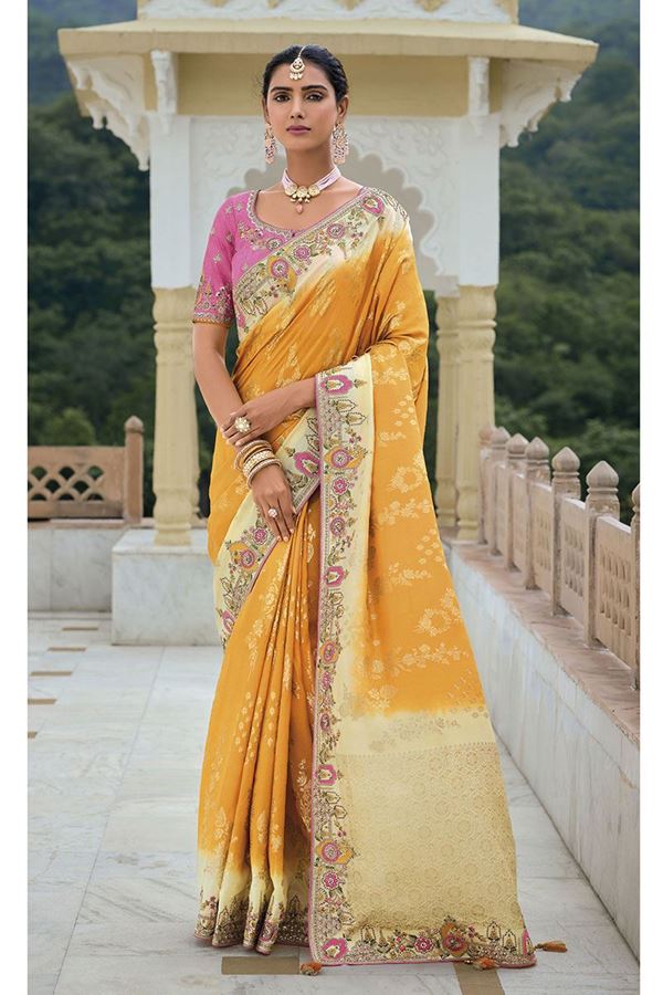 Picture of  Lovely Dola Silk Designer Saree for Wedding, Reception, and Party