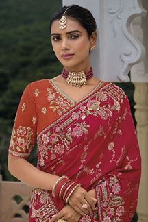 Picture of  Exuberant Dola Silk Designer Saree for Wedding, Reception, and Party