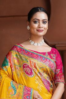 Picture of  Glamorous Silk Designer Saree for Haldi, Wedding and Reception