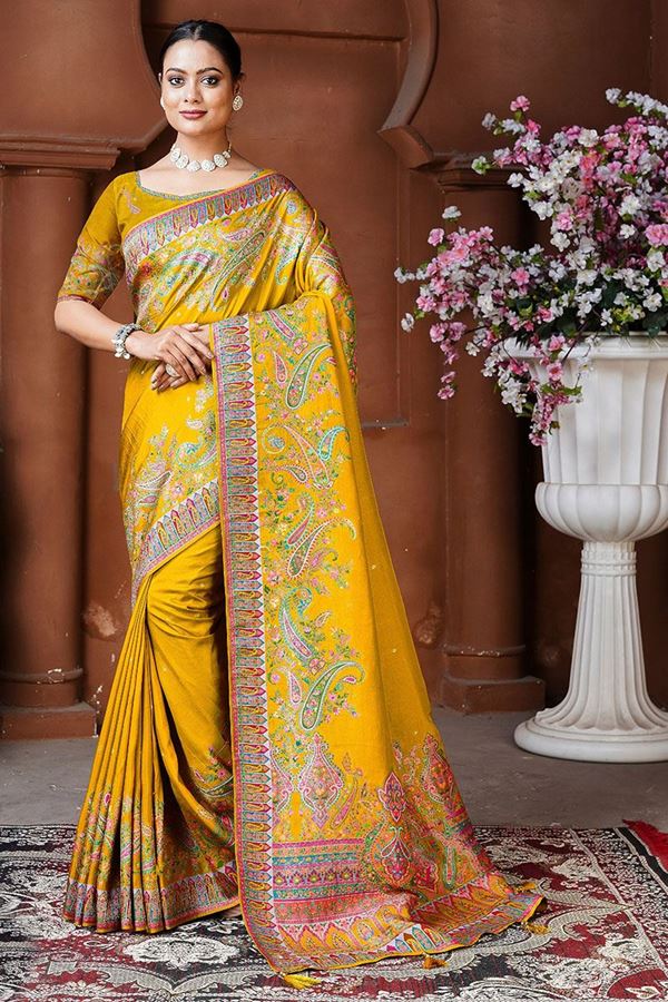 Picture of  Flawless Silk Designer Saree for Haldi, Wedding and Reception