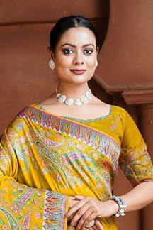 Picture of  Flawless Silk Designer Saree for Haldi, Wedding and Reception