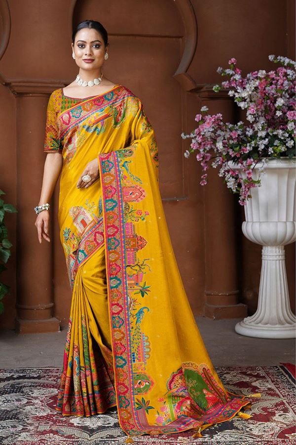 Picture of  Marvelous Silk Designer Saree for Haldi, Wedding and Reception
