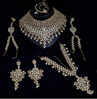 Picture of Impressive White, Silver Designer Bridal Necklace Set for Wedding and Reception