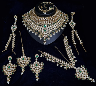 Picture of Astounding Green Designer Bridal Necklace Set for Mehendi, Wedding and Reception