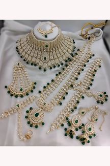 Picture of Appealing Green Designer Wedding Necklace Set for Mehendi, Wedding, and Reception