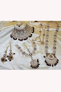 Picture of Creative Maroon Designer Wedding Necklace Set for Wedding and Reception