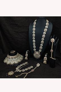 Picture of Lovely Maroon Designer Wedding Necklace Set for Wedding and Reception