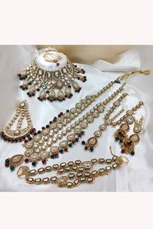 Picture of Beautiful Multi Designer Wedding Necklace Set for Wedding and Reception