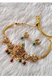 Picture of  Delightful Golden Designer Necklace Set for Wedding, Reception, and Festivals