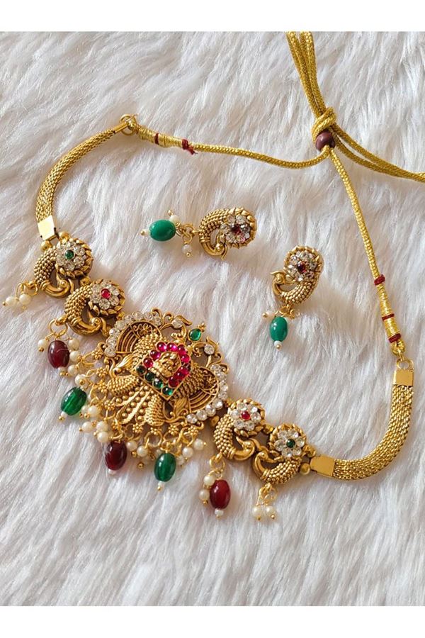 Picture of  Exquisite Golden Designer Necklace Set for Wedding, Reception, and Festivals