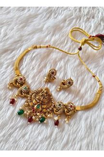Picture of  Attractive Golden Designer Necklace Set for Wedding, Reception, and Festivals